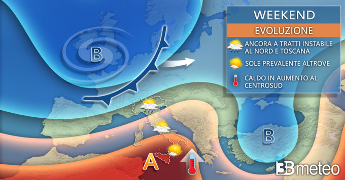Meteo: Italia divisa nel weekend tra temporali e caldo africano
