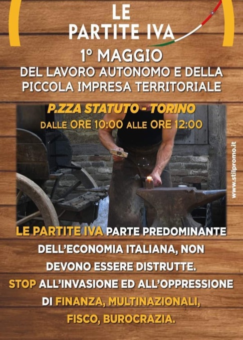 Torino Tricolore, primo maggio in piazza con le partite iva