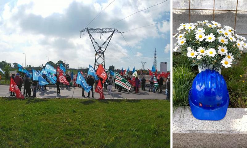 Lo sciopero in onore dell’operaio morto al cantiere Amazon: “Ora basta, zero morti sul lavoro!”