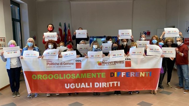Alessandria: sabato 15 in piazza per il Ddl Zan, presente anche la Cgil