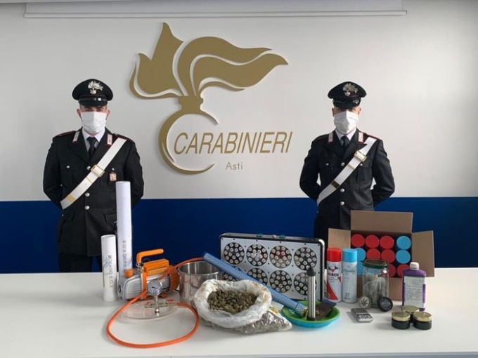 Asti, Carabinieri scoprono laboratorio di produzione cannabis, 2 arresti