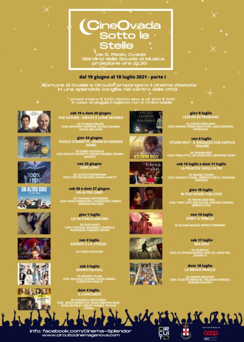 Ovada, torna “Cineovada sotto le stelle”, l’arena estiva del Cinema Splendor