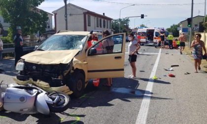 Litta Parodi, grave scontro auto-scooter sulla SS35bis, motociclista in codice rosso