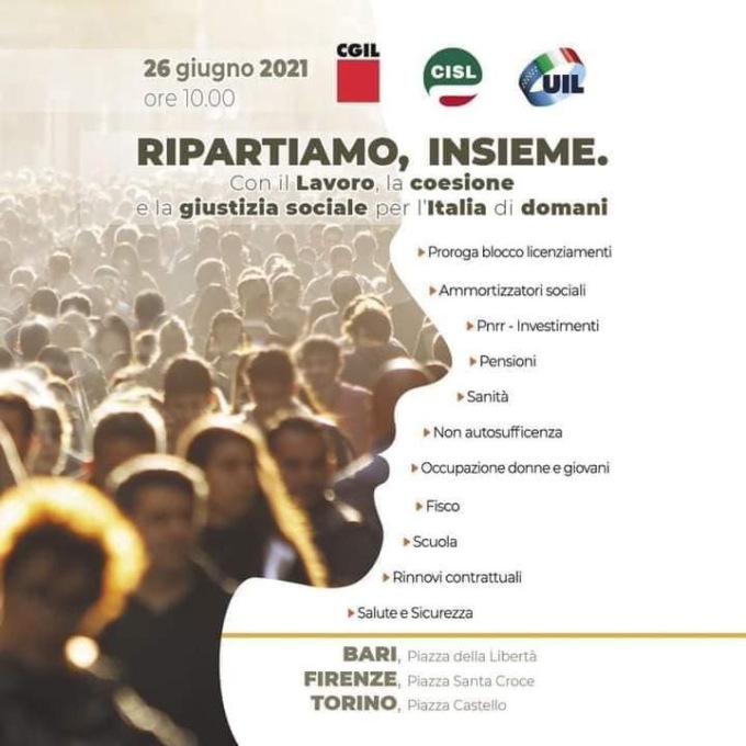 Anche Uil Alessandria presente alla manifestazione “Ripartiamo, insieme”