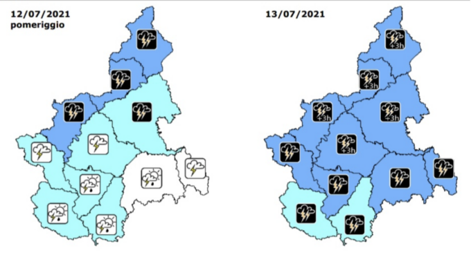 Allerta temporali oggi e domani in provincia di Alessandria
