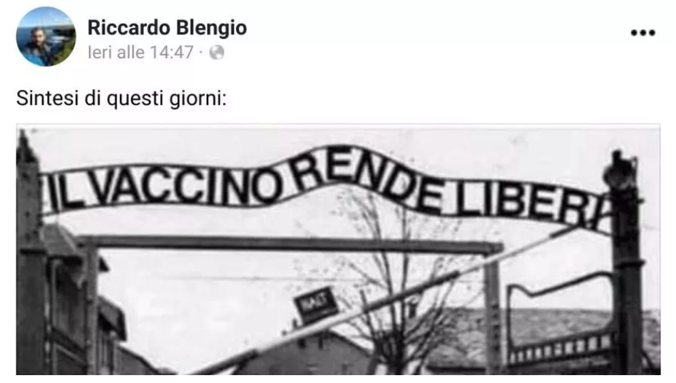 Bufera social sul vice sindaco del fotomontaggio “Il vaccino rende liberi”