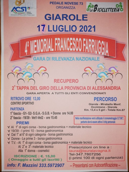 Ciclismo, ASD Pedale Novese ‘73 organizza Giro della Provincia di Alessandria