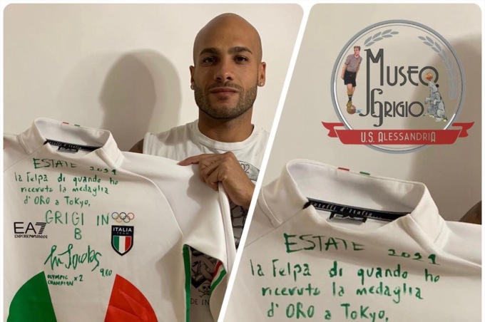 Marcell Jacobs regala la felpa indossata per ritirare la medaglia d’oro al Museo Grigio