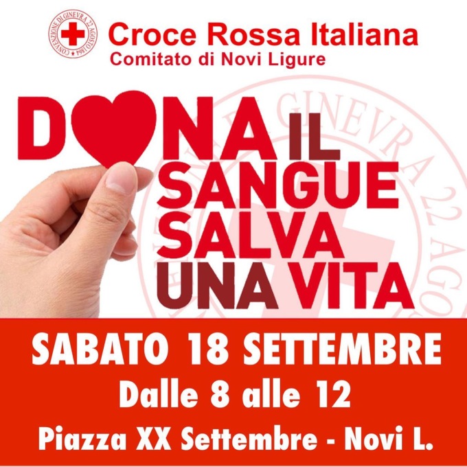 Novi Ligure, sabato si può donare il sangue alla sede della Croce Rossa