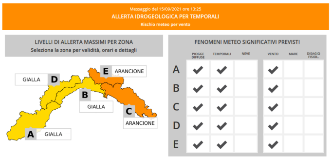 Genova: allerta gialla a partire da mezzanotte