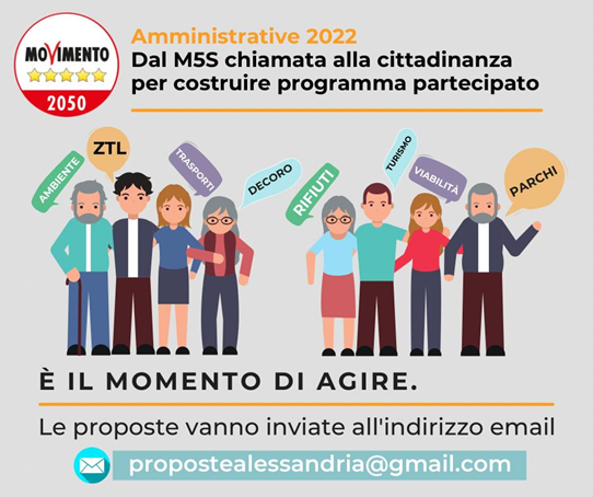 Alessandria, elezioni 2022: il M5S chiede ai cittadini proposte per migliorare la città
