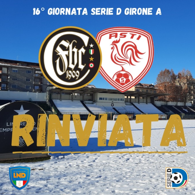 Serie D, Casale-Asti rinviata per meteo avverso