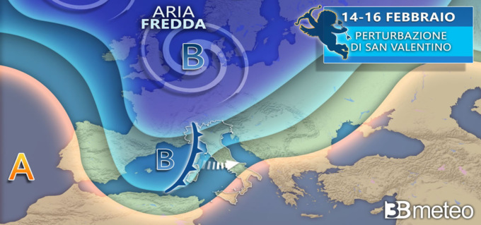 3bmeteo.com: “Arriva la perturbazione di San Valentino, finalmente la pioggia al Nord e neve a quote molto basse”