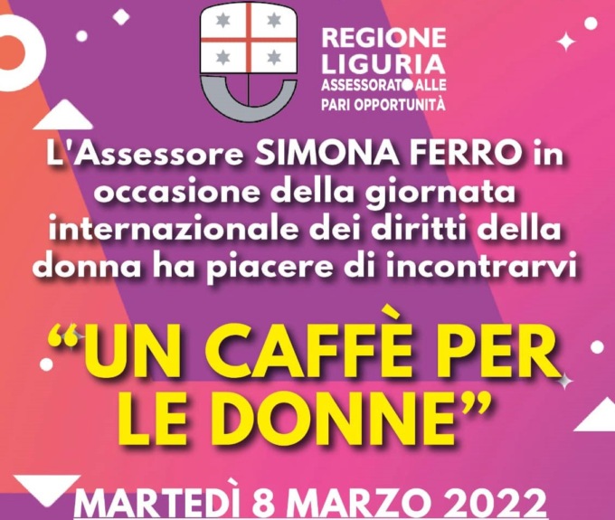 “Un Caffè per le Donne”: tour dell’assessore regionale Simona Ferro nelle quattro province liguri