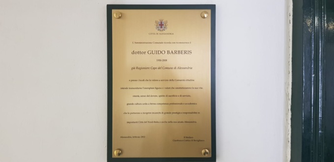 Alessandria: una targa per ricordare l’ex Ragioniere Capo Guido Barberis