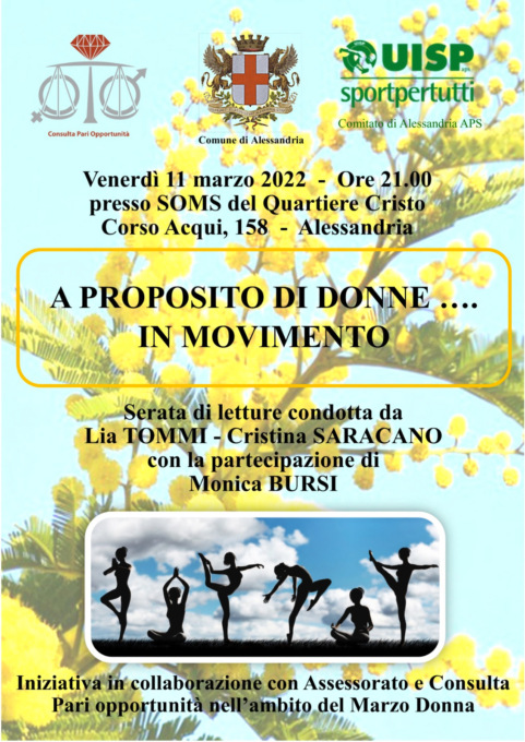 Alessandria: “A proposito di donne…in movimento…”, venerdì 11 marzo