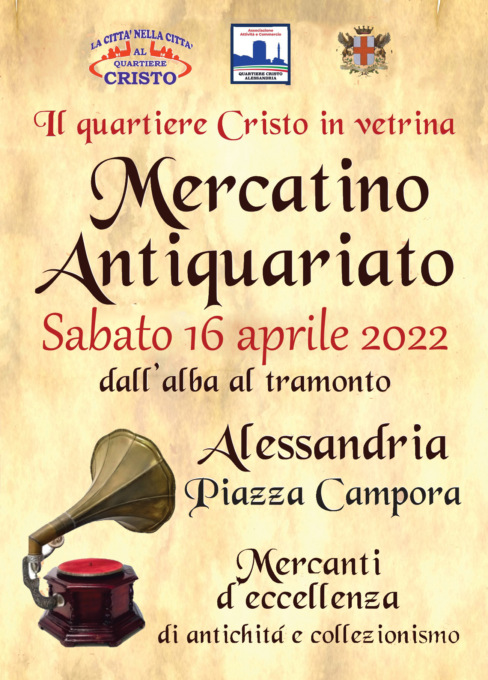 Alessandria, sabato 16 aprile tornano i banchi dell’antiquariato al Cristo