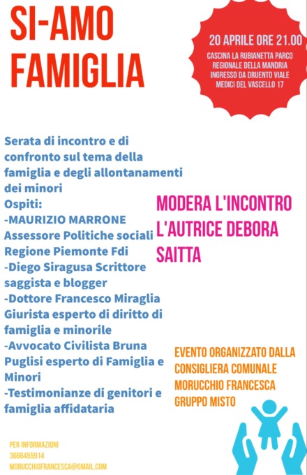 Druento, una serata dedicata al tema della famiglia e dell’allontanamento dei minori