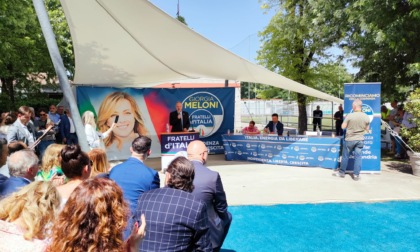 Giorgia Meloni in visita ad Alessandria per sostenere la lista Fratelli d'Italia