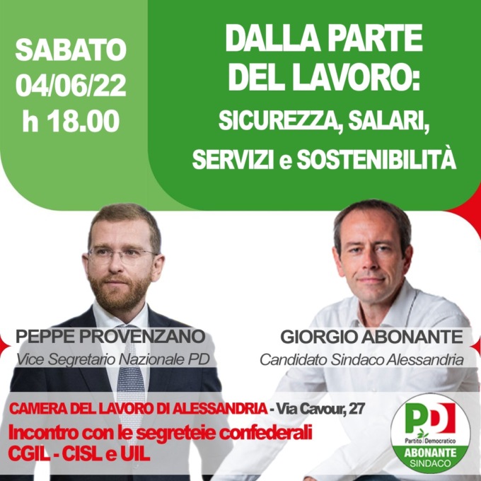 Peppe Provenzano ad Alessandria per sostenere Giorgio Abonante