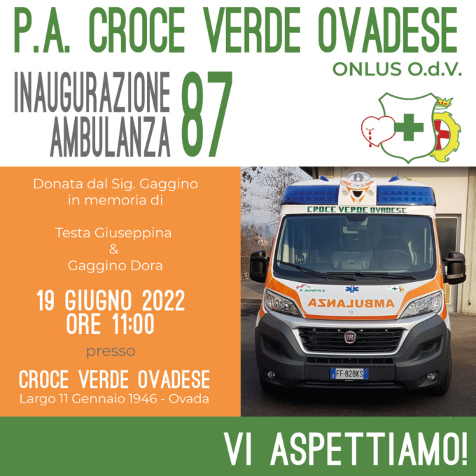 Una nuova ambulanza per la Croce Verde Ovadese