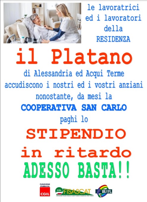 Alessandria, presidio al Platano per gli stipendi pagati in ritardo critico