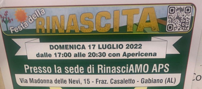 Gabiano: “Festa della Rinascita”, domenica 17 luglio
