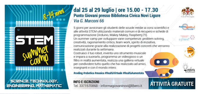 Novi Ligure, Summer camp scientifico al Punto Giovani. Attività gratuite per giovani da 8 a 14 anni