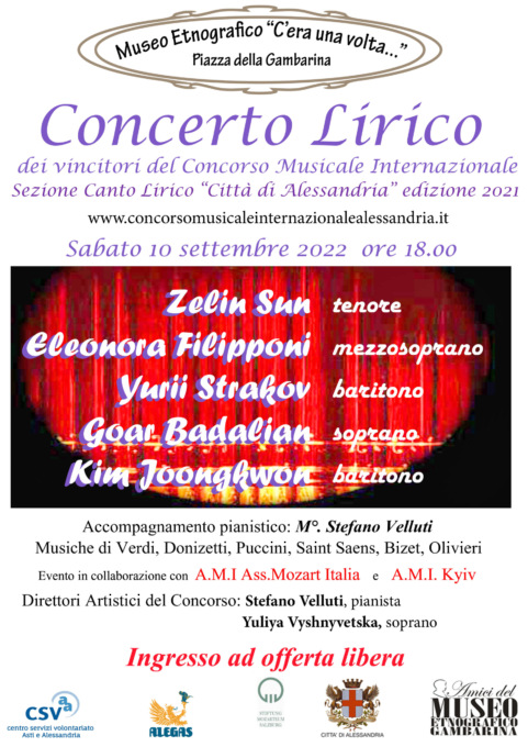 Alessandria, il 10 settembre il Concorso Musicale Internazionale alla Gambarina