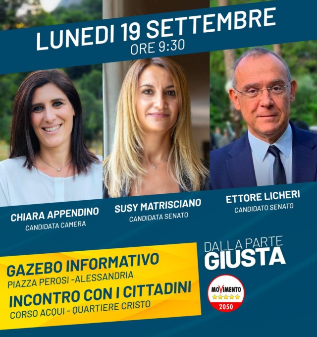 Alessandria: Appendino, Matrisciano, Licheri e Scagnetti (M5S) oggi in città