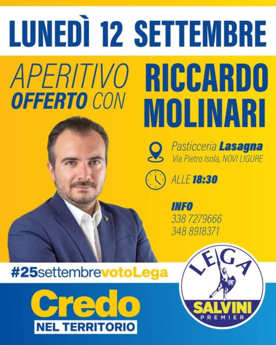 Novi Ligure, oggi pomeriggio la visita di Riccardo Molinari