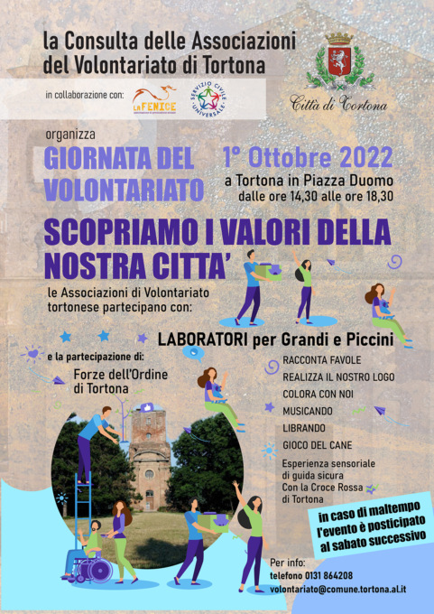 Tortona, sabato 1 ottobre Giornata del Volontariato in piazza Duomo