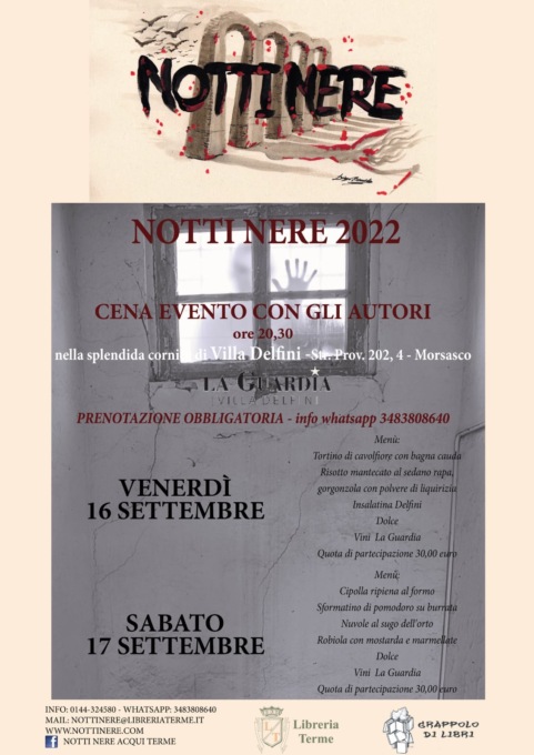 Acqui Terme, al via il Festival letterario “Notti Nere”. Da venerdì 16 a sabato 17 settembre