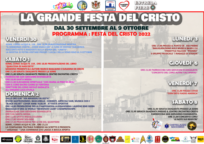 Quartiere Cristo, il programma della festa dal 30 settembre al 9 ottobre