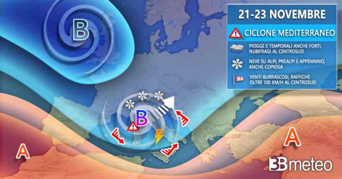 Meteo, “Weekend con vortice mediterraneo, poi sarà Tempesta di Santa Cecilia”