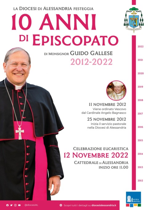 Dieci anni di Episcopato per il Vescovo Guido Gallese, sabato 12 novembre la messa per festeggiare il mandato