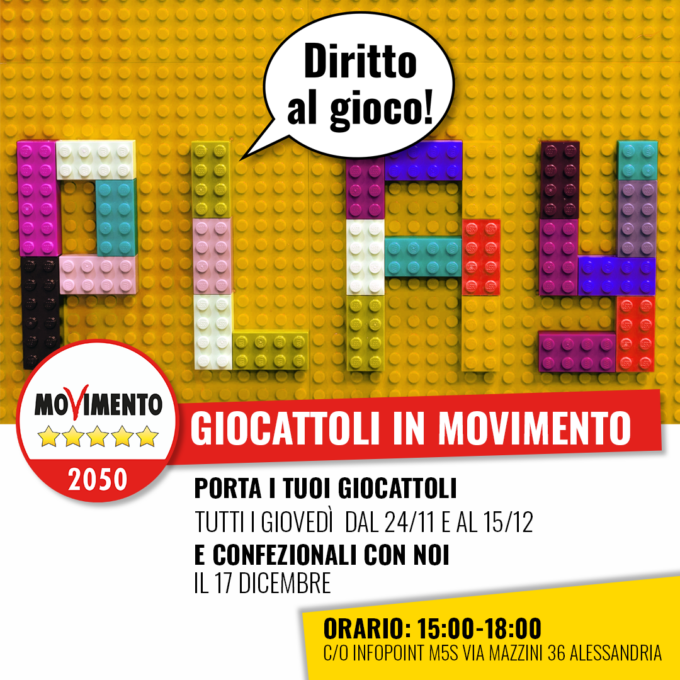 Alessandria, torna “Giocattoli in MoVimento”, organizzata dal M5S 
