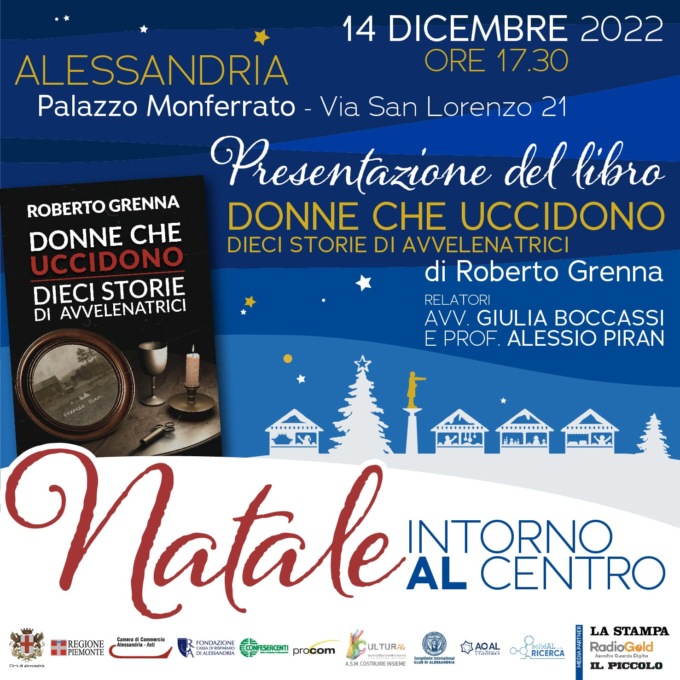 Al Palazzo Monferrato di Alessandria presentazione del libro “Donne che uccidono” di Roberta Grenna