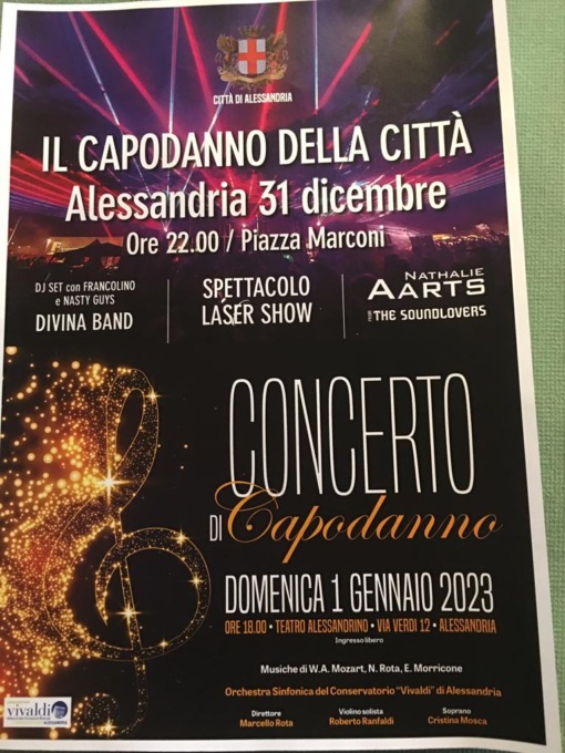 <strong>Capodanno ad Alessandria con 2 concerti più Dj e Laser Show a mezzanotte</strong>