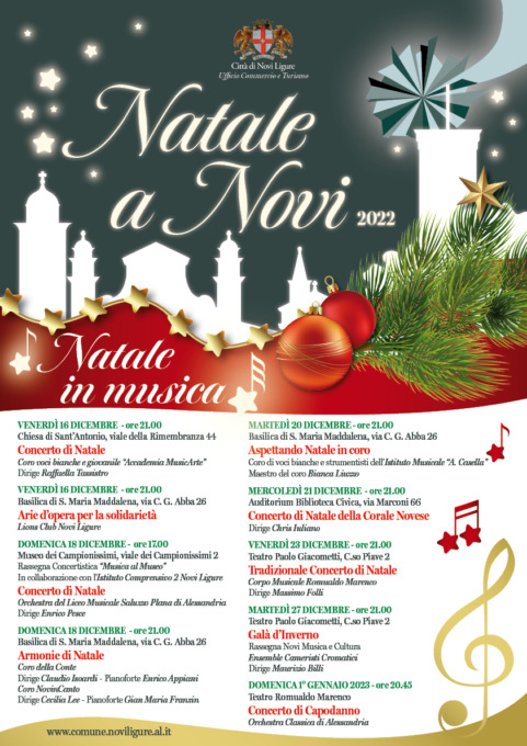 Natale a Novi Ligure, un calendario colmo di concerti in occasione delle feste
