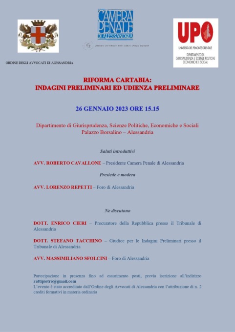 Riforma Cartabia, al via gli incontri ad Alessandria
