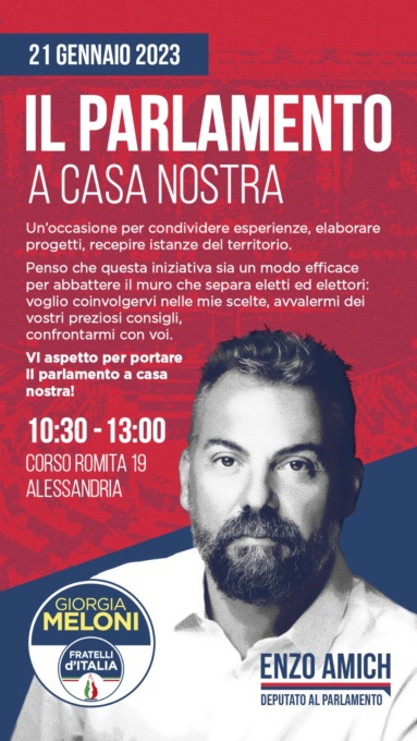 “Il Parlamento a casa nostra”, il ciclo d’incontri con Enzo Amich (FdI) per scambiare opinioni