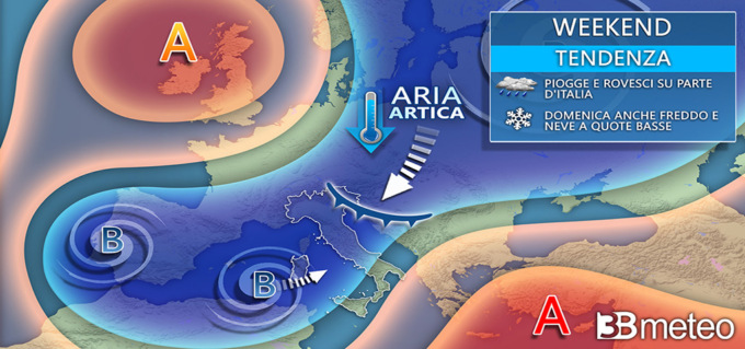 Meteo, torna l’inverno dal weekend con piogge e nubifragi, poi anche freddo e neve