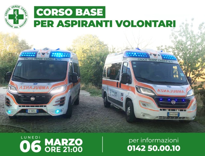 Croce Verde Casale: nuovo corso di primo soccorso per aspiranti volontari