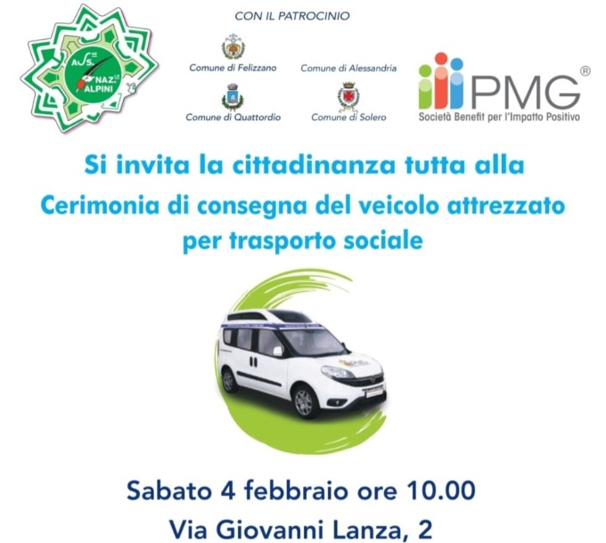 Un nuovo veicolo attrezzato per trasporto sociale per la sezione Alpini di Alessandria