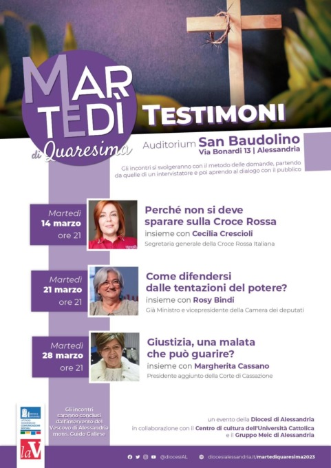 Martedì di Quaresima, dal 14 marzo, tre incontri con Cecilia Crescioli, Rosy Bindi e Margherita Cassano