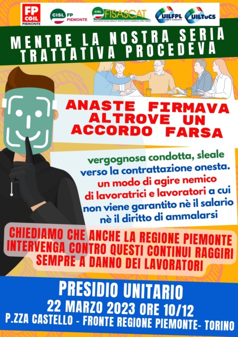 Torino: mercoledì 22 presidio dei sindacati confederali in piazza Castello