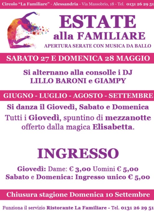 Alessandria, alla Familiare tornano le serate con musica da ballo