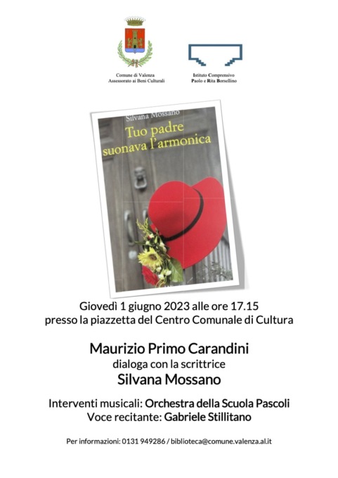 Valenza, giovedì 1 giugno la presentazione di “Tuo padre suonava l’armonica” di Silvana Mossano