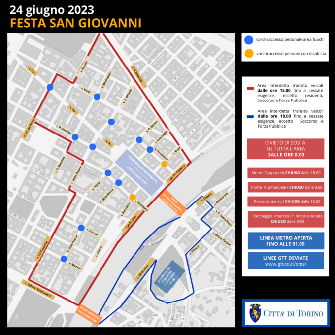 San Giovanni 2023 a Torino, misure di sicurezza, modifiche di viabilità e di accesso alla piazza